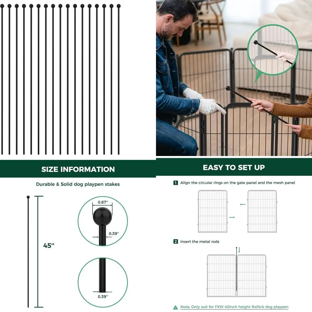 

Indoor Metal Dog Exercise Pen with 17 Long Rods, 45 Tall, for Pet Play and Exercise