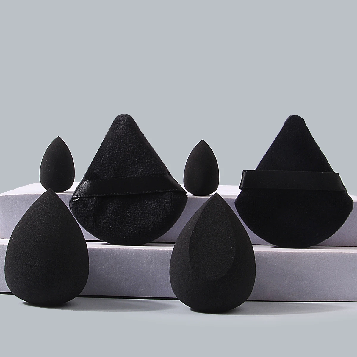 Ensemble d'éponges de maquillage multifonctions 6 pièces: œuf de maquillage doux/bouffée de poudre triangulaire/Mini outil de maquillage d'œuf de maquillage