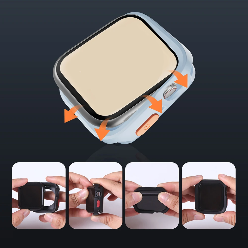 Apple Watch用の頑丈な保護ケース,耐衝撃性,耐衝撃性,合成皮革,iwatchシリーズ9,8,7, 6,5,4,se,40mm, 41mm, 44mm 45mm、49mm