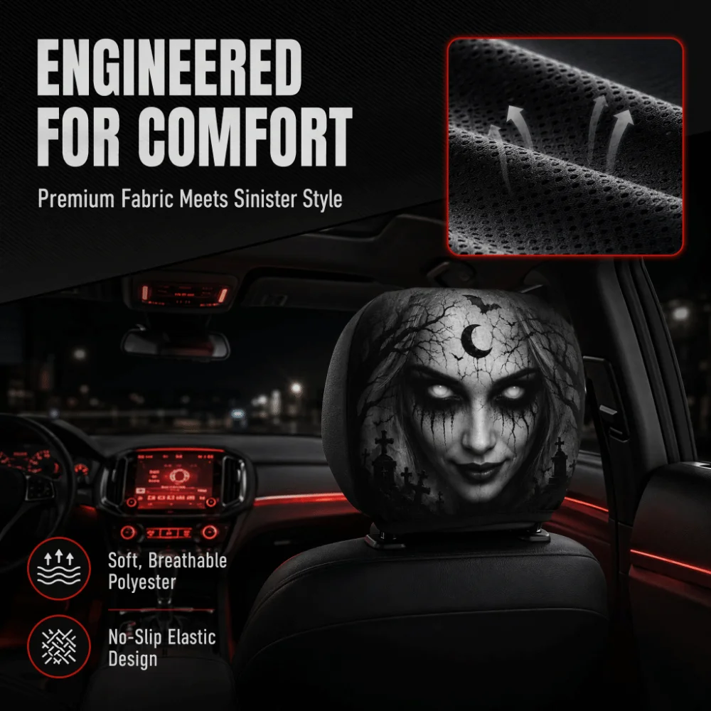 2Pcs Cartoon Car Headrest Covers Exaggerated Funny Face Expressions Car Pillowcase Cool Decorations Washable Car Seat Headcover