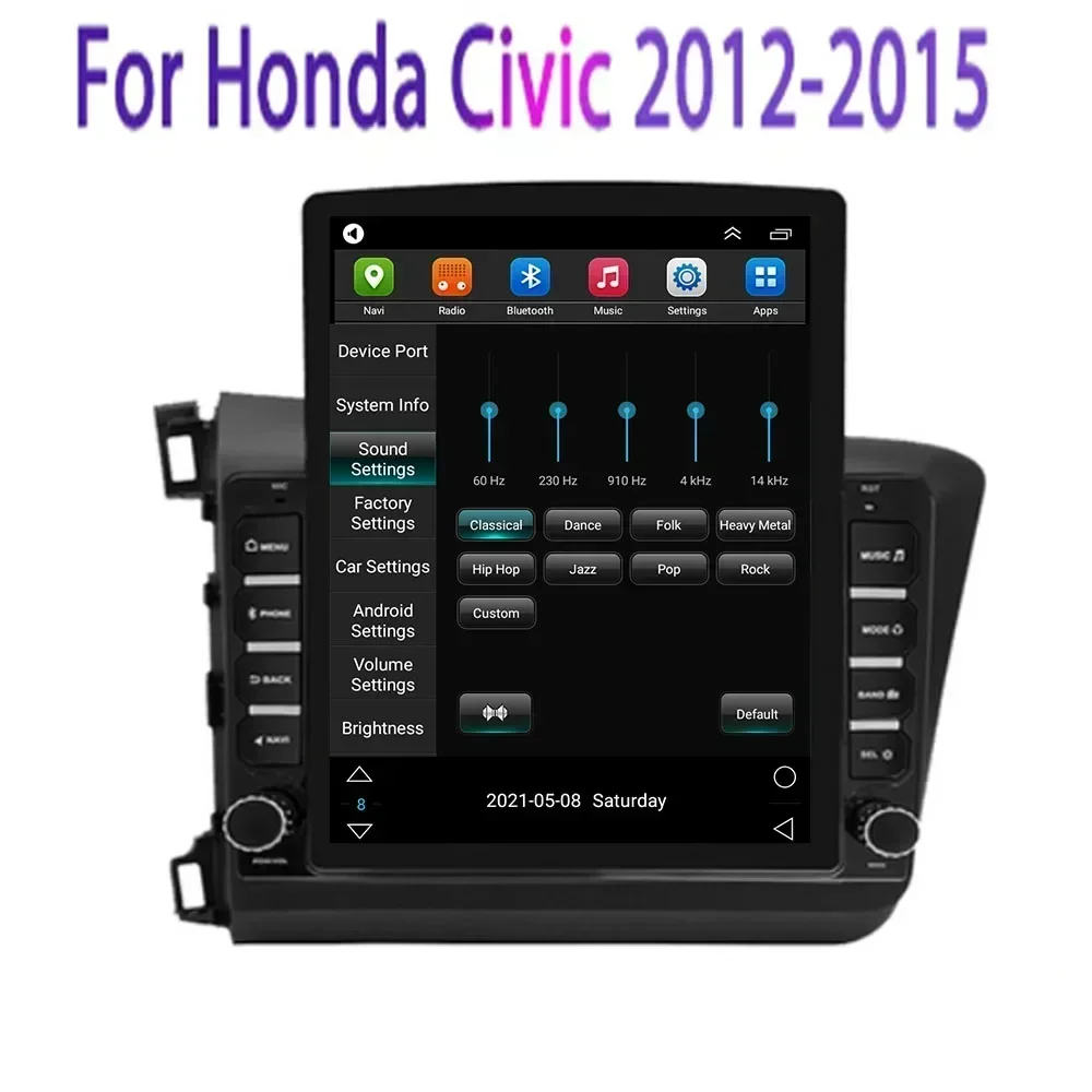 Android 13 mobil 9.7 inci, untuk HONDA CIVIC 2012 - 2015 2016 tipe Tesla Radio Multimedia pemutar Video navigasi GPS kamera RDS tanpa dvd