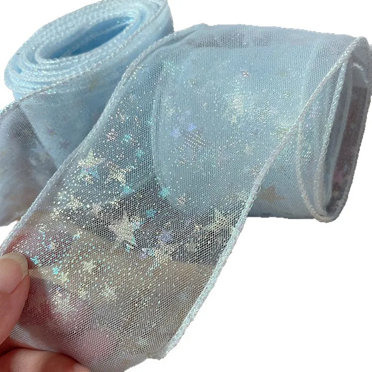 Kewgarden 6cm 60mm Strars Voile Ribbons DIY Hairbows Accessories Making Cloth Material Handmade Tape Crafts 22 Yards