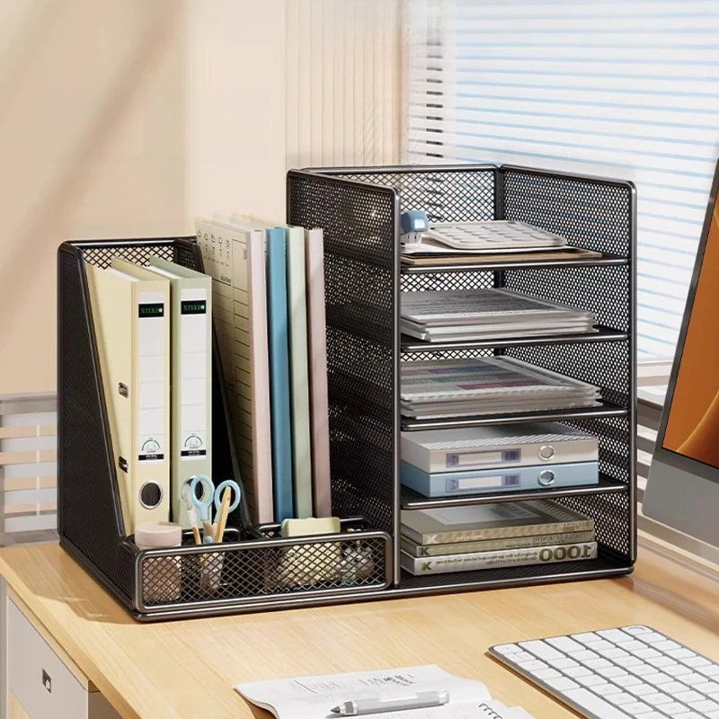 Stationery Room Office Storage Shelves Cable Organizer Tray Black Holder Desk Storage Photo Boxes File Repisas Home Accessories