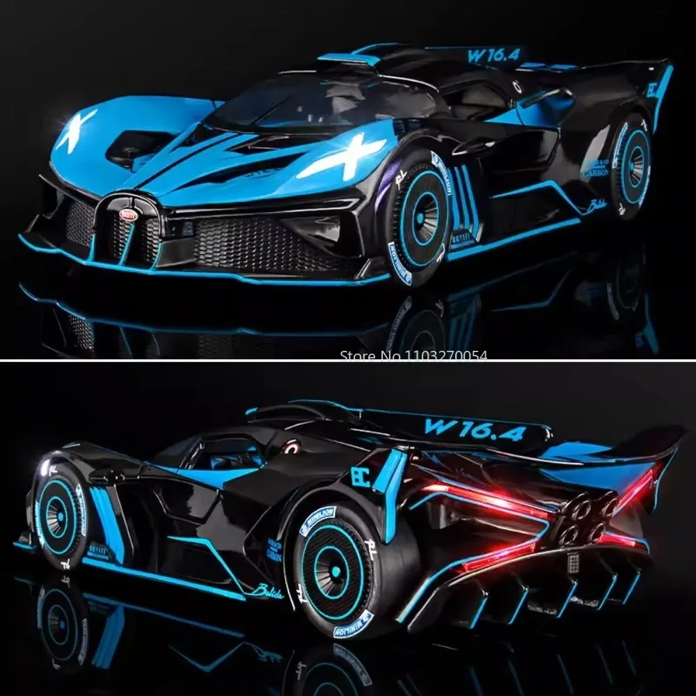 1/24 Bugatti Bolide Alloy Super Sport Car Model Diecasts Metal Toy Racing Vehicles Simulation Sound Light Collection Child Gifts