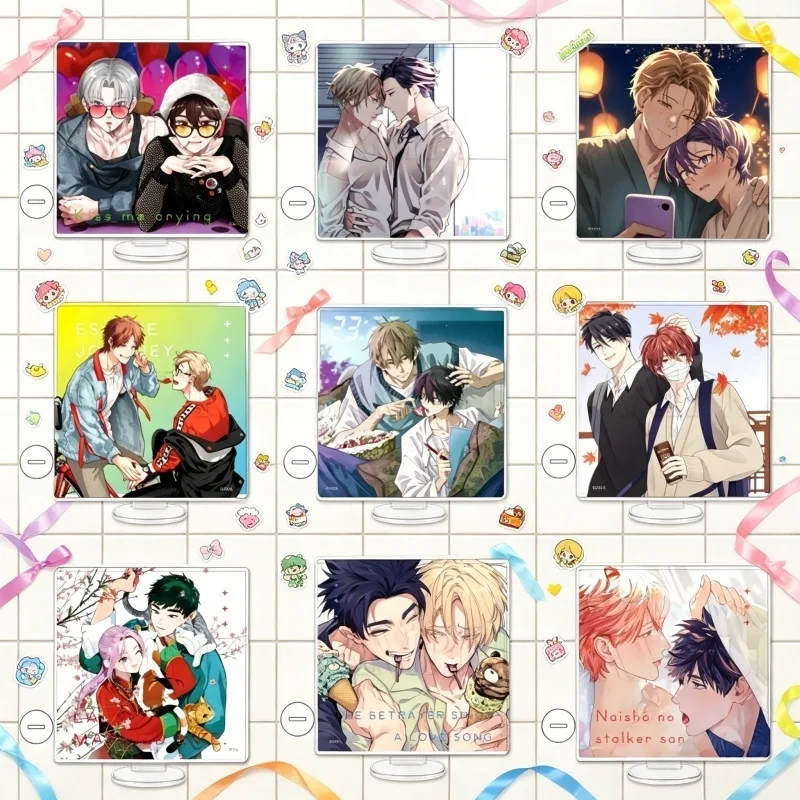 BL Anime Boys in Love 10cm Square Shape Mini Acrylic Stand Model Plate Decor Limited Collection of Fans Keychain Gifts Souvenir