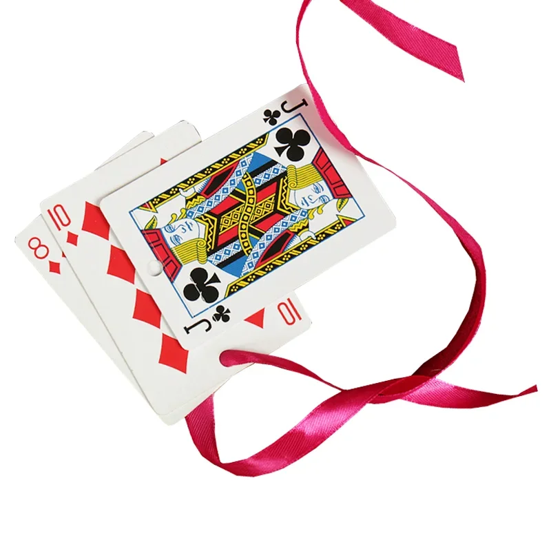 Magic Tricks Silk Through Card Hole Middle Card Crossed Ribbon Escaped Magia Close-up Street Illusions Gimmicks Mentalism Props