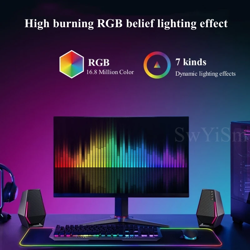 Professional 2.0 ESports Desktop Audio Bluetooth 5.3 High Quality Stereo RGB Lighting  Multimedia Subwoofer Caixa De Som Para Pc