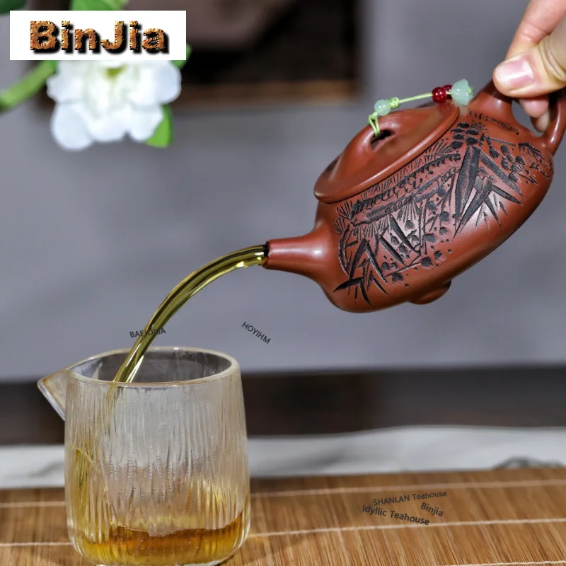 250ml Ancient Yixing Purple Clay Teapots Handmade Stone Scoop Pot Raw Ore Dragon Blood Sand Mud Kettle Zisha Tea Set Collection