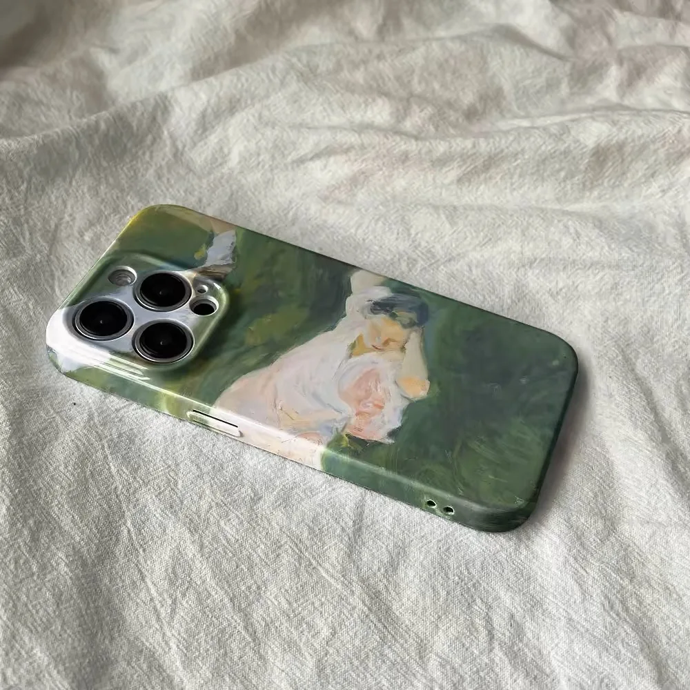 Ins Hand Drawn Grass Lying Flat Boy Phone Case for IPhone 16 15 14 13 Pro Max 12 MINI 11 Pro Plus XR Shockproof Ultra Thin Cover