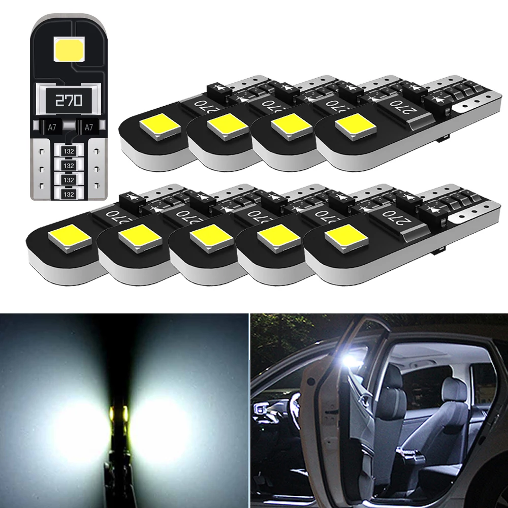10Pcs T10 168 2825 194 LED Bulb 6000k White W5W LED Car Interior Light Auto Lamp 12V For Toyota Corolla 150 Camry 40 CHR Yaris