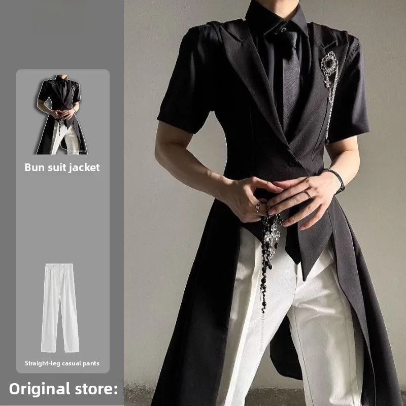 Two-piece set [black + white trousers]