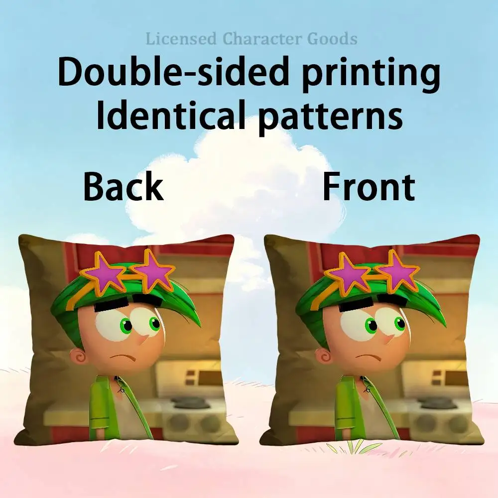 C-Cosmo W-Wanda F-Fairly O-OddParents 30x30 65x65 40x40 45x45 50x50 cm Fade Resistant Throw Pillow Cover Pet Friendly Sofa Decor