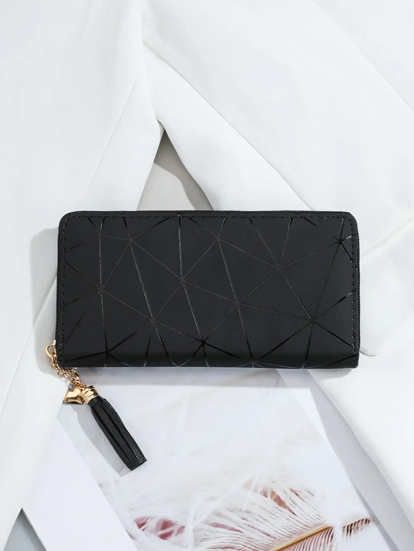 

1pc Unisex Long PU Wallet, Minimalist Diamond Pattern Women Large Capacity Coin & Bill Compartment Wallet, Multi-Layer Purse