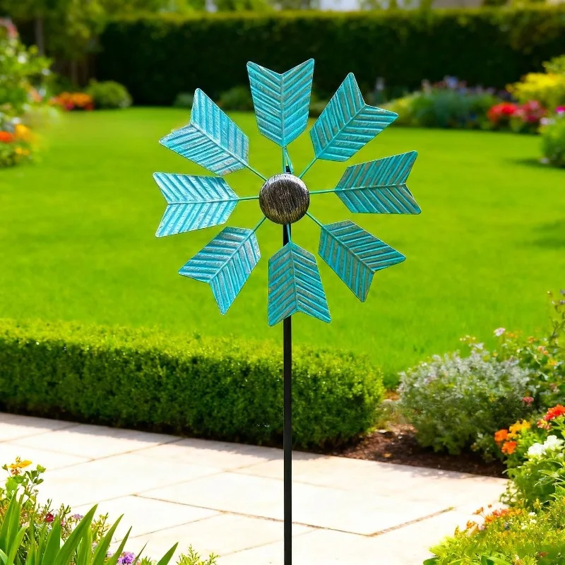 

Винтажные металлические садовые колья для ветряной мельницы 360° ° Вращающийся уличный декор газона для дворового пейзажа, идеально подходящий для садов, патио и многого другого