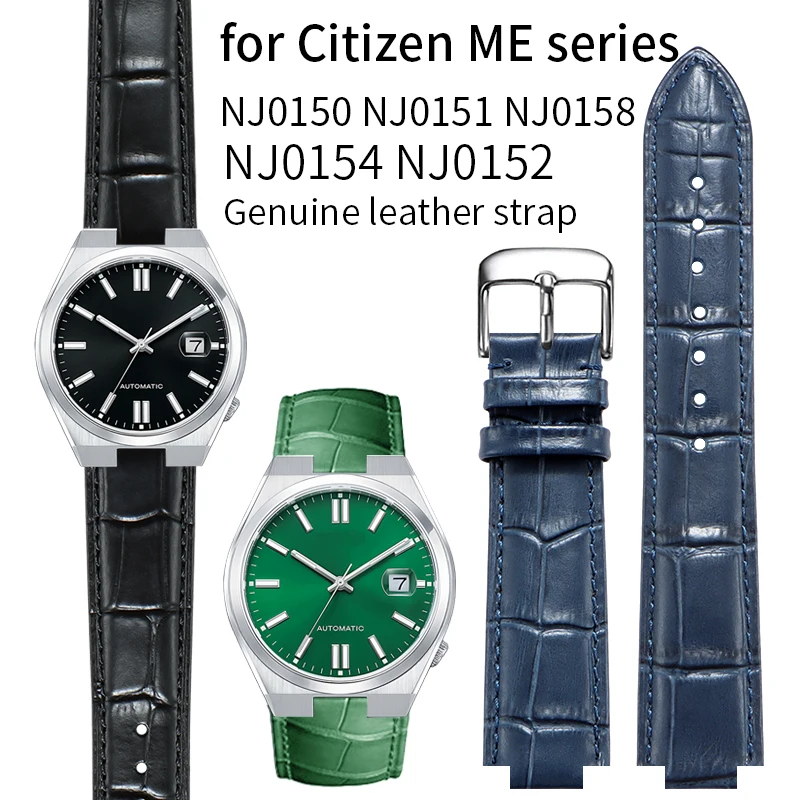 Genuine Leather Watch Strap for Citizen ME Series NJ0150 NJ0151 NJ0158 NJ0153 Concave End Replacement Watch Band Butterfly clasp