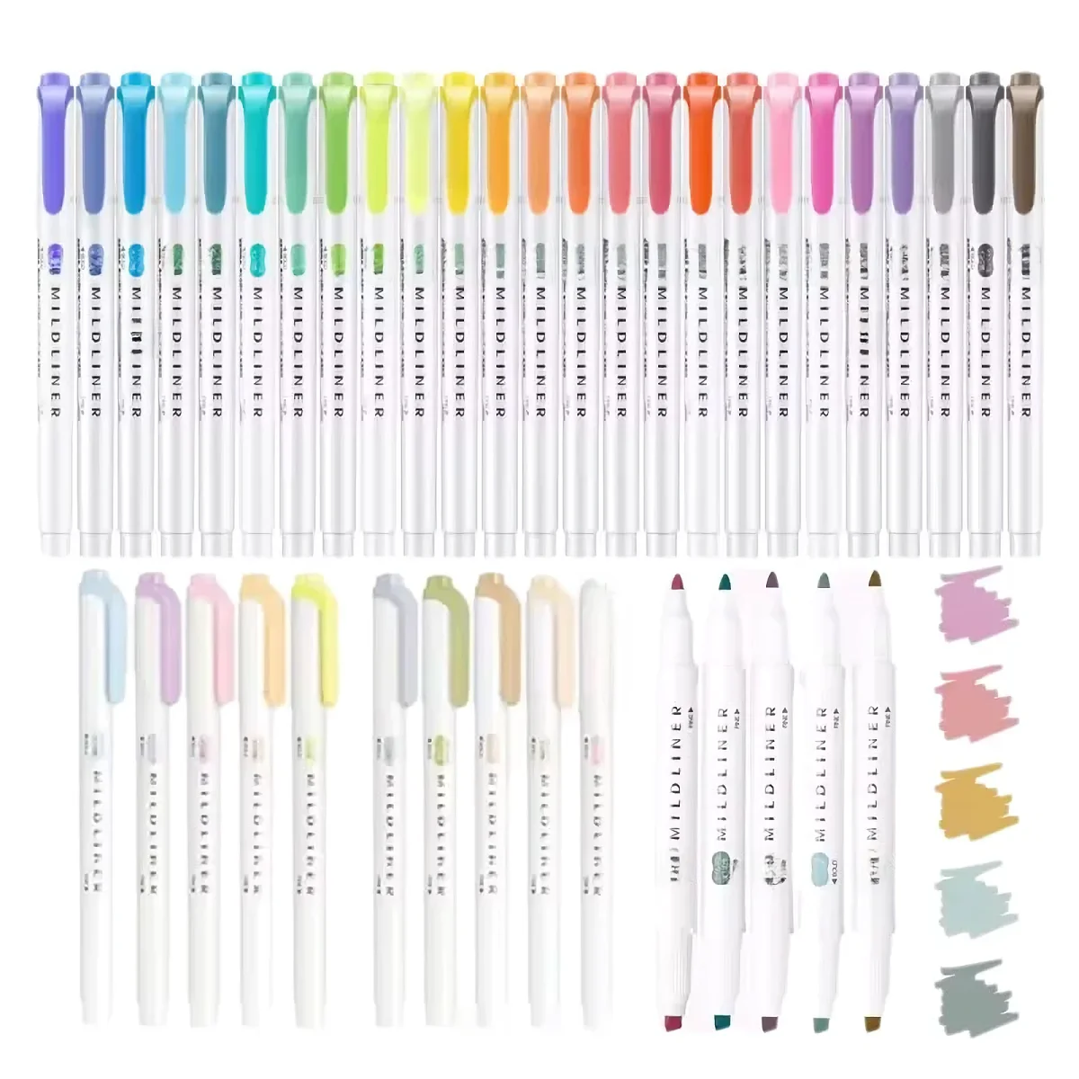 25-Pack Dual-Tip Highlighter Pens - Fine & Chisel Tips, Vibrant Random Colors, Perfect for Art, Writing, and School Supplies