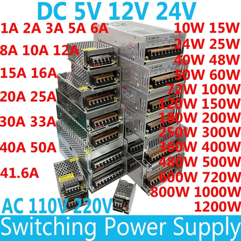 Schaltnetzteil AC 110 V 220 V zu DC 12 Volt 5 V 24 V 5 A 10 A 15 A 20 A 25 A 30 A 50 A 500 W 600 W LED-Streifenlichter Transformatoren SMPS – Detail 2