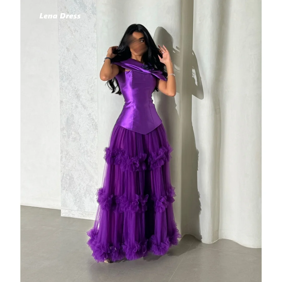 فساتين سهرة نسائية فاخرة مخصصة من Lena فساتين حفلات أنيقة للسيدات 2025 على شكل حرف a فستان حفلة موسيقية فاخر 2025 زفاف أرجواني #1