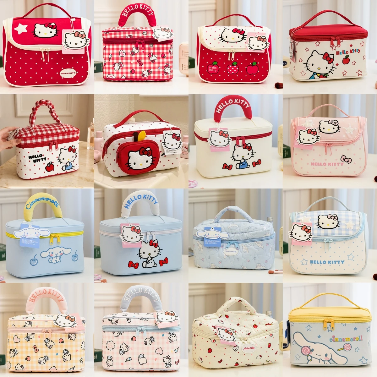 Hello Kitty Original Cosmetic Bag Large Capacity Portable Cloud Fashion Handheld Travel Toiletry Storage Pouch For Young Women