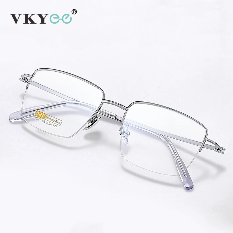 VKYEE Fashion Half Frame Myopia Glasses Men's Titanium Frame Brow Line Square Frame Can Be Customized Prescription Photochromic