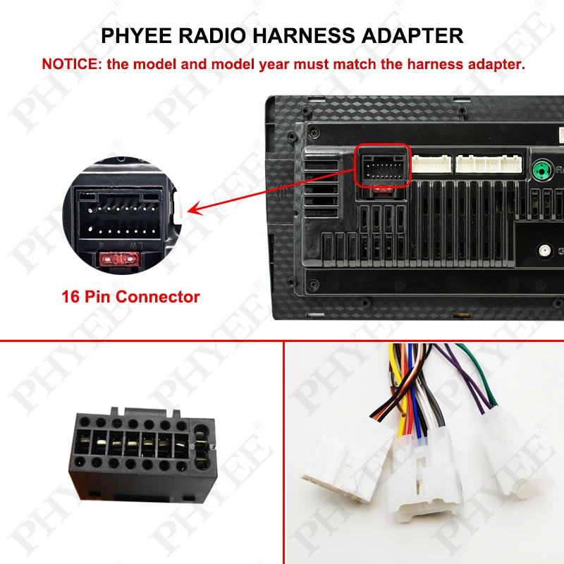 Harnes kabel 16 Pin steker konektor mobil Android Unit kepala adaptor kabel untuk Toyota Corolla Camry RAV4 Hilux Land Cruiser Yaris