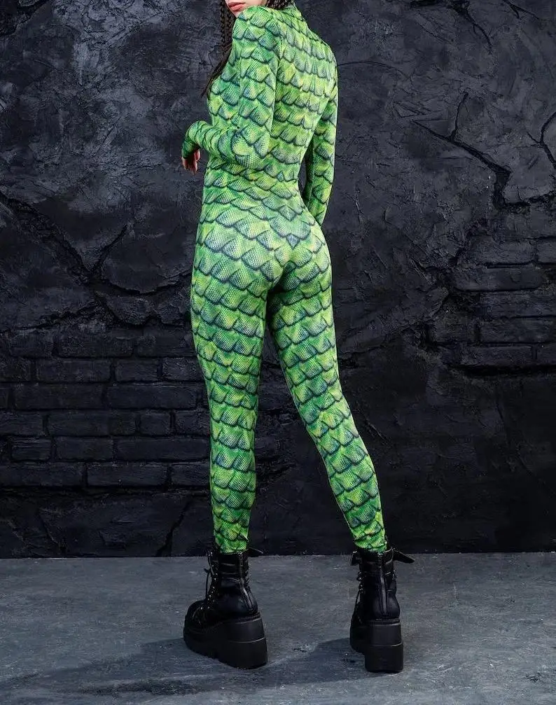 Unisex 3D-gedruckter Tier-Schlangenschädel Cosplay Slim Bodysuit Erwachsenen-Halloween-Cosplay Zirkus-Bühnenkostüm Karneval-Jumpsuit – Detail 8