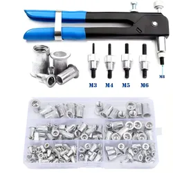 150PCS Rivet Nuts Kit M3/M4/M5/M6/M8 +1PCS Rivet Nut Gun+5PCS Nut Rivet Mandrels Rivet Nuts Gun Mandrel Kit Repairtool