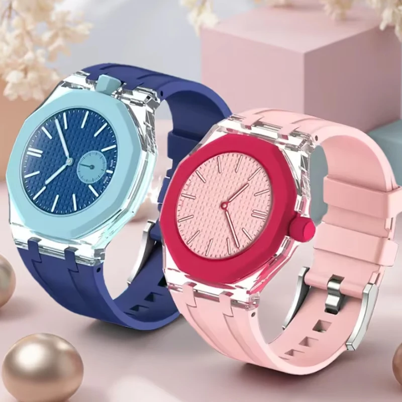 2 in 1 Modification Kit Transparent Case+Strap For Swatch X AP Royal Pop Pocket Watch Integrated Change To Wristwatch Cover Band