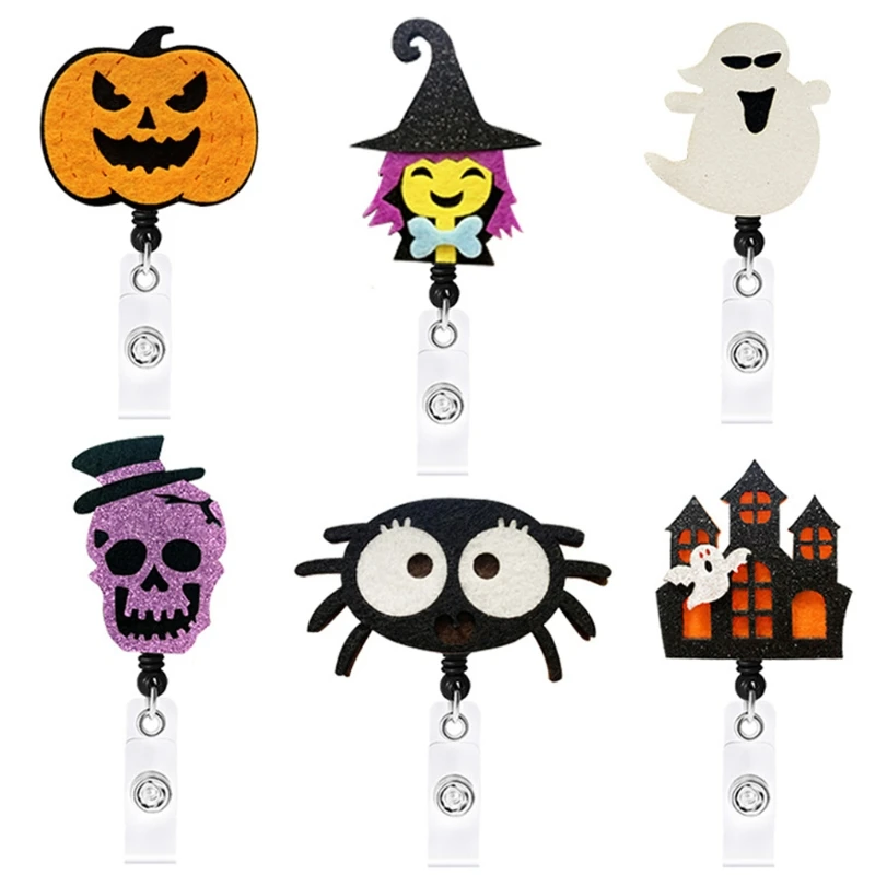 

Pack of 6 Pcs Lovely Nurse Badge Holder Halloween Decorations Retractable Badge Holder Set for Ideal for Hospital School