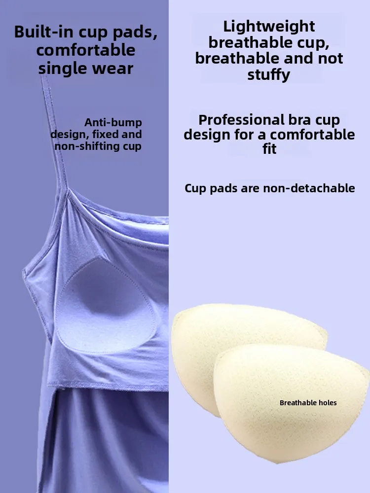 Women's Modal Thin Strapless Tank Top Integrated Design Summer Base Layer Shirt No Chest Pad Required Versatile Style