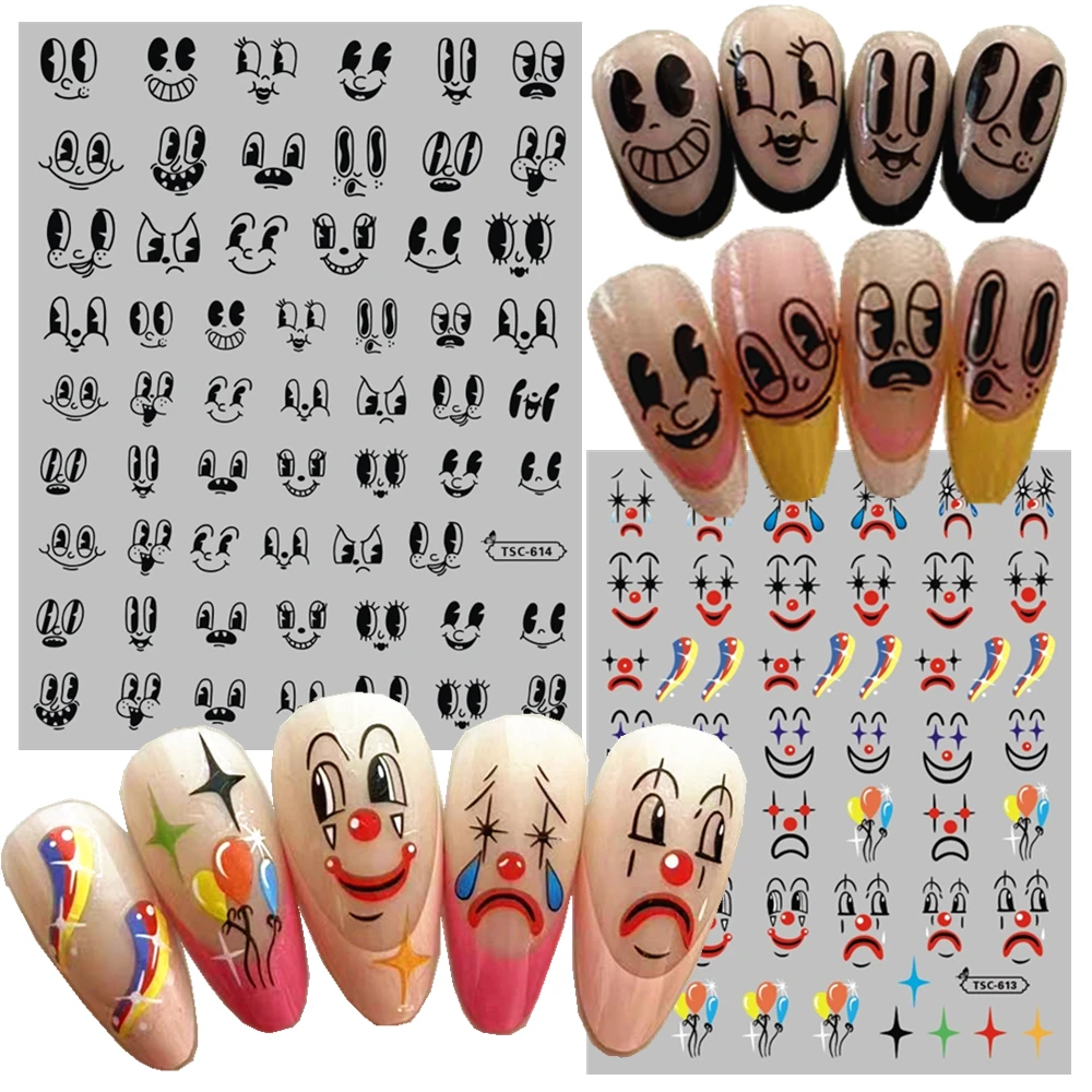 

Retro Big Eyes Cute Cartoon 3d nail slider anime 3d Nail sticker Nails products for nails TSC-613