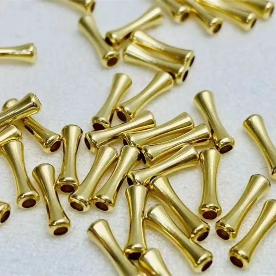 

AU 750 18K White Yellow Gold Loose Bead Pipe Mountings Findings Jewelry Settings Accessories Parts for Pearls Beads 10 pcs/lot