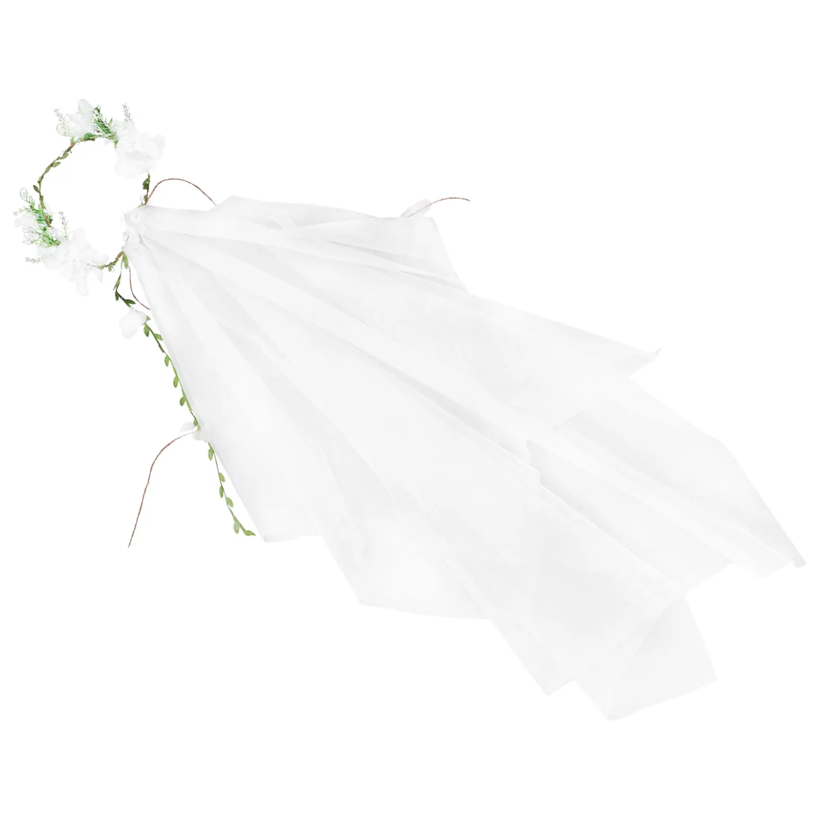 

Elegant Plastic Yarn Veil Wreath Garland for Bride Women Wedding Decor Lightweight Durable Boho Flower Veil Design