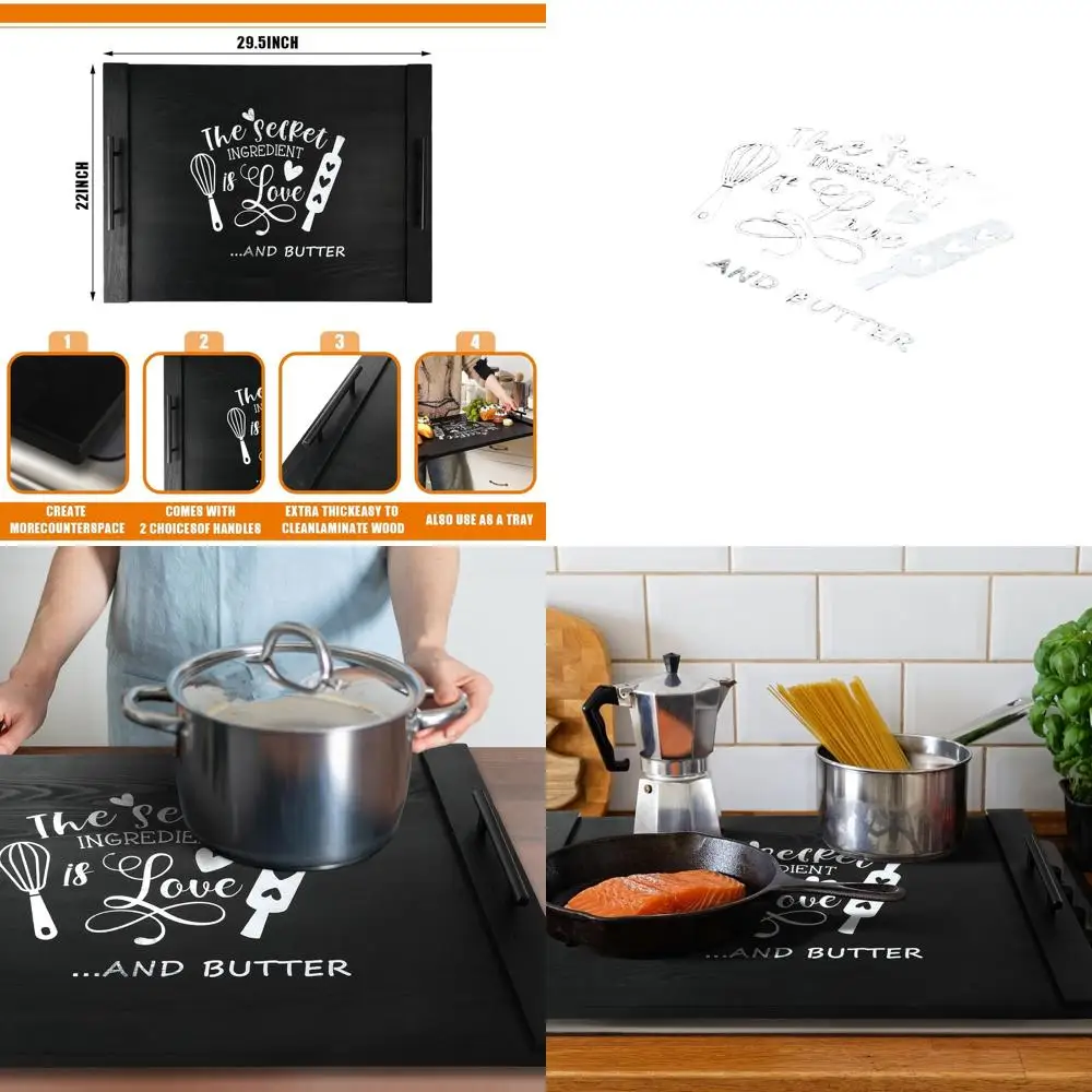 

Farmhouse Style Christmas Gas Stove Cover with Noodle Board, Ideal Warming Gift for Electric & Gas Stovetops, Sink Cover (Classi