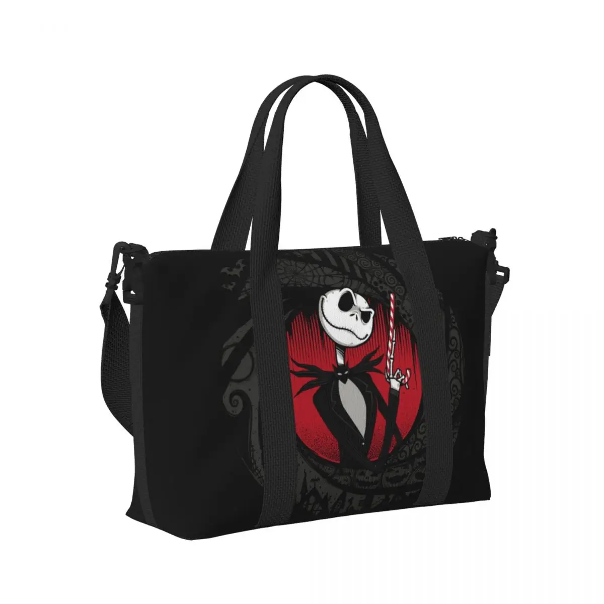 Custom Jack Skellington Grocery Tote Shopping Bags donna grande capacità The Nightmare Before Christmas Beach Gym borse da viaggio