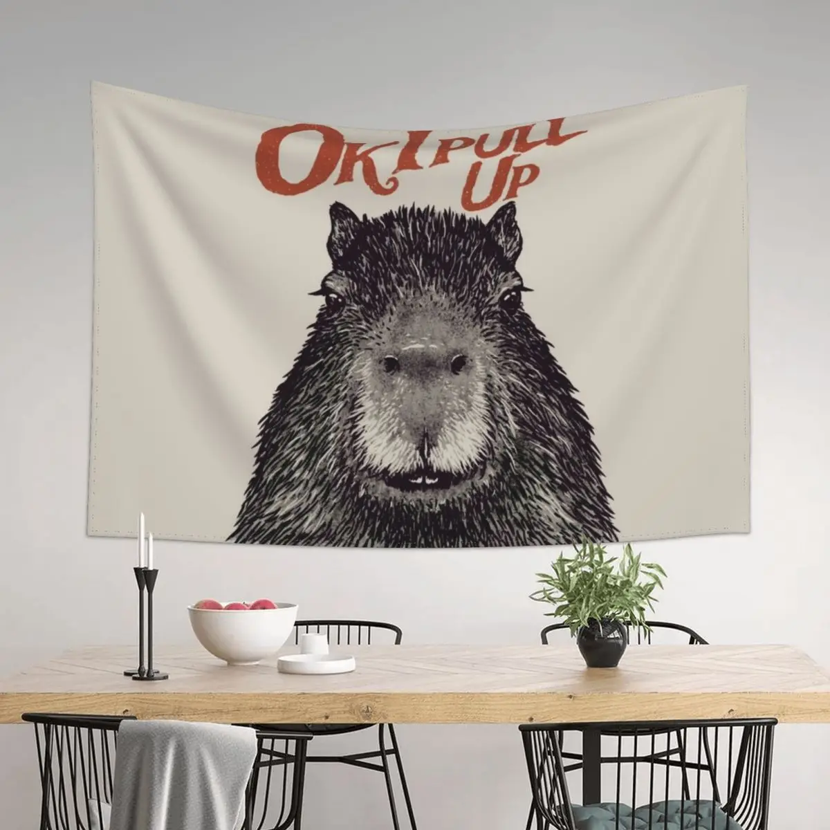 

Capybara - Ok I pull up | MEME | Red Capybara | His Name - Gort Capy Yuzu Pet Mat Bandana Tapestry
