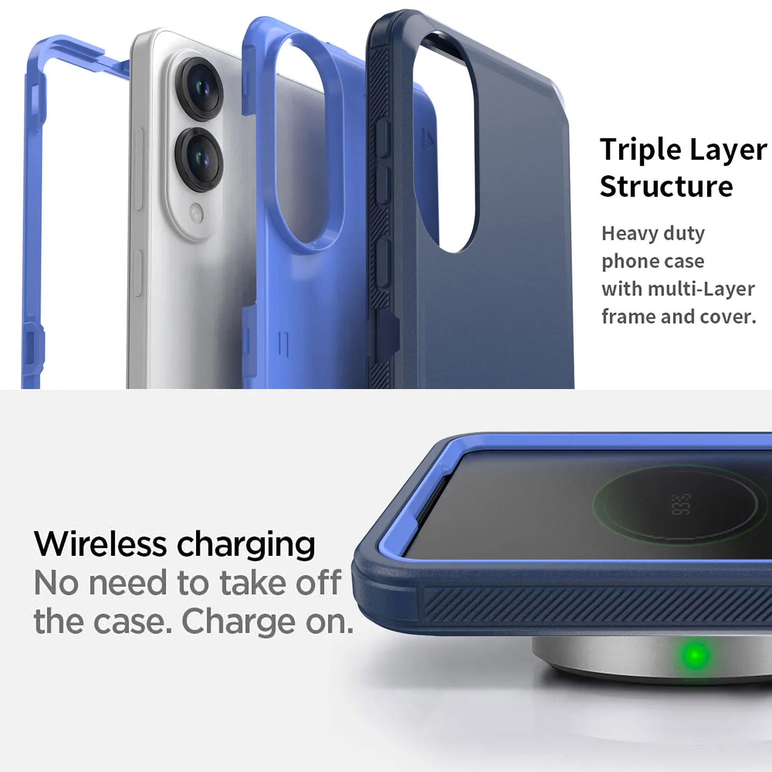 حافظة لهاتف سامسونج جالاكسي S25 إيدج باللون الأزرق الداكن شديدة التحمل ومضادة للصدمات وغطاء صلب متين هجين مكون من 3 طبقات #6