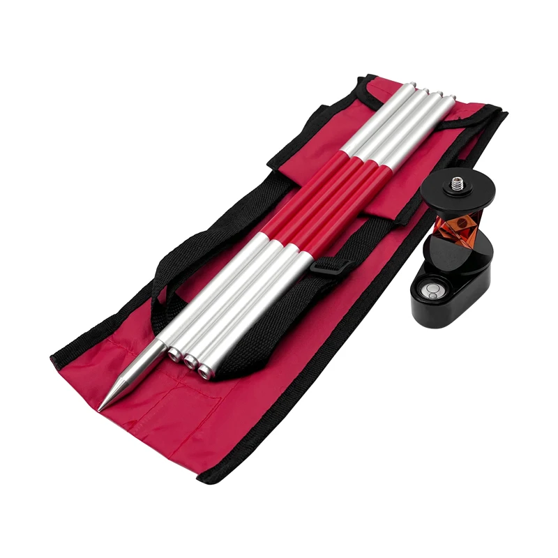 

New Mini 360 Degree Prism for Leica Total Station Replace GRZ101 Mini Prism Survey + 4 Poles With Soft Bag + A Bubble