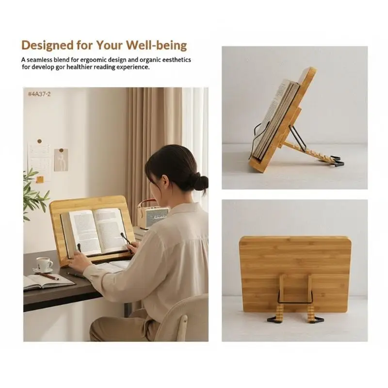 S/M/L Foldable Wooden Book Holder Stand For Reading Adjustable Bookstand Laptop Holder Office Stationery