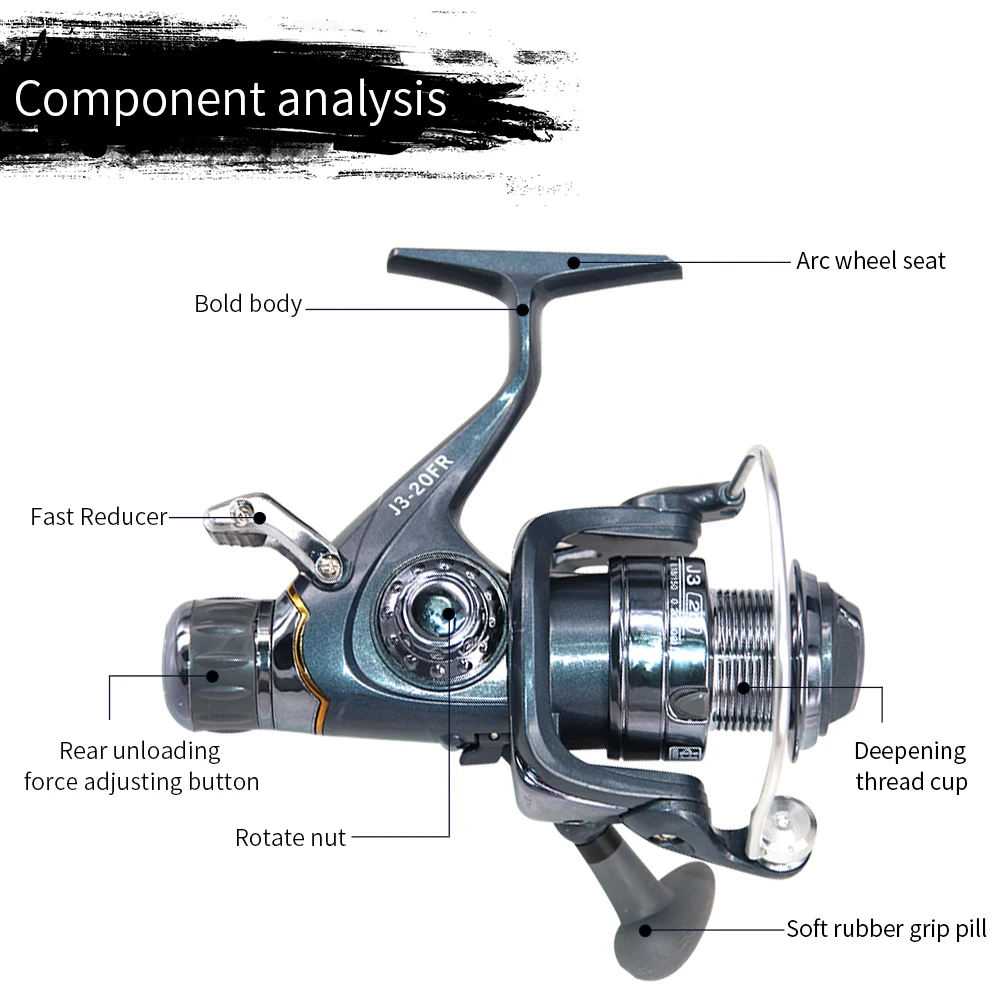 Strong Carp Front Rear Double Brake Spinning Fishing Reel Max 8KG Drag 5.5:1 Gear Ratio Smooth Sea Fishing Tools for Saltwater