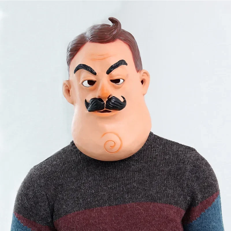 QQ8 Hola mi vecino máscara Cosplay juego de terror casco de látex cara completa realista sombreros para adultos fiesta de disfraces de Halloween Co5Lk¥