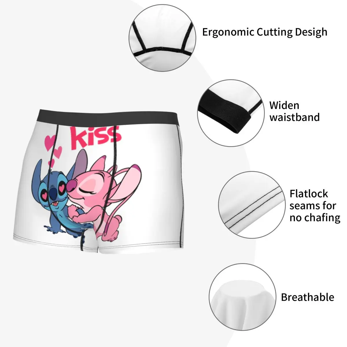 غرزة التلفزيون الكرتون الرسوم المتحركة الملاكم السراويل الرجال 3D المطبوعة الذكور تنفس سراويل داخلية ملخصات