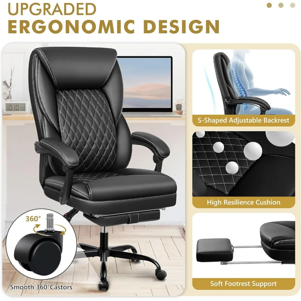 Sedia da ufficio, sedia da ufficio grande e alta sedia direzionale con poggiapiedi sedia ergonomica sedie da scrivania per ufficio a casa