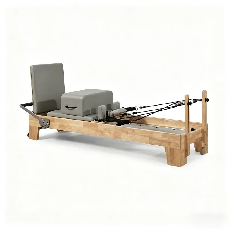 All-in-one Home Workout System,Pilates Reformer with Oak Frame, Polyurethane Leather, High-density Foam, and Yoga