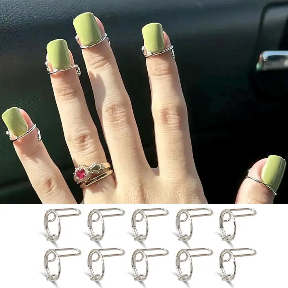 Adjustable Nail Rings 10 Pcs Fingertip Nail Rings Detachable Anti-rust Nail Guards Polish Protectors to Prevent Biting Break