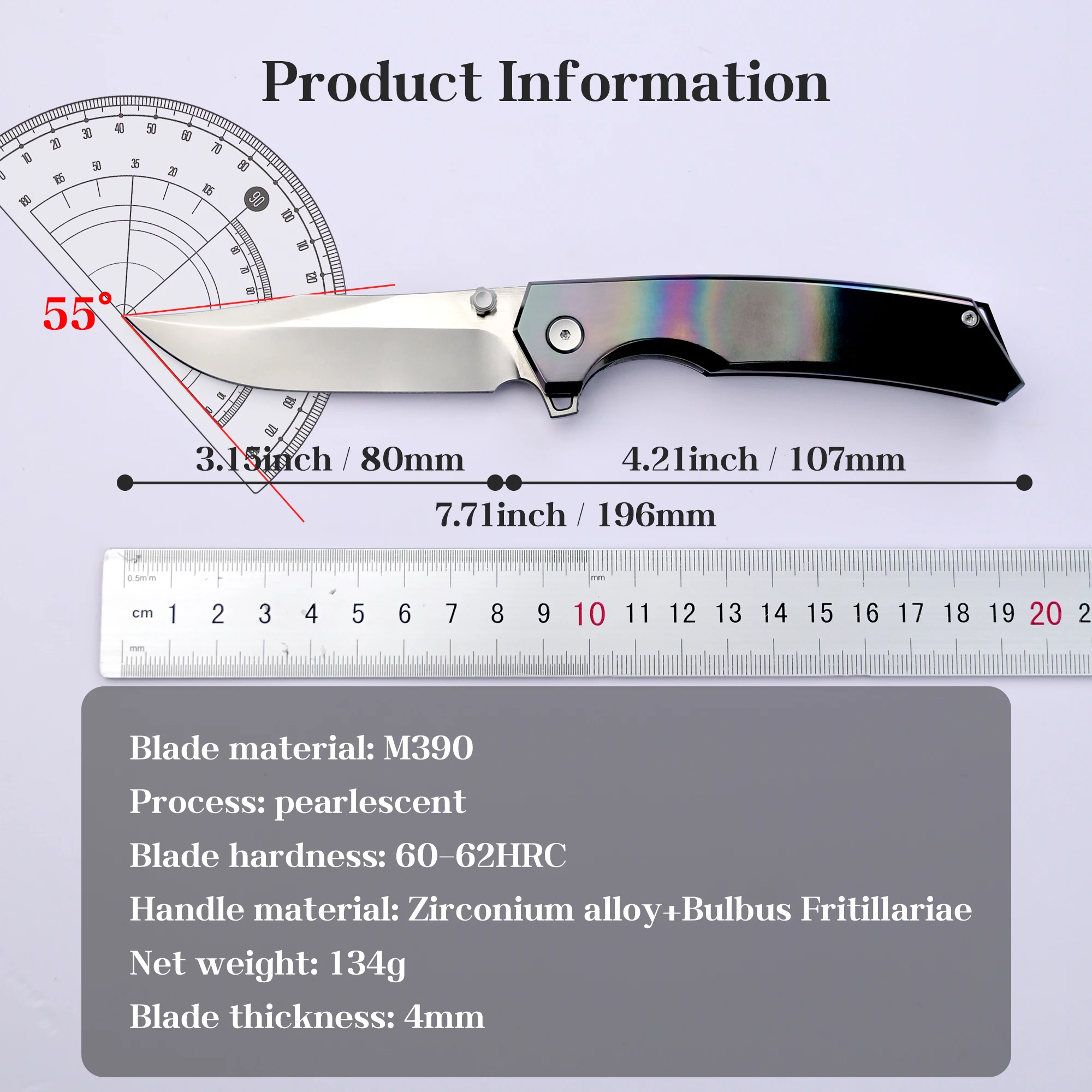 INFINITE Wenyao High-End-Klappmesser M390 Klinge Zirkoniumlegierung Griff Outdoor Taschenmesser EDC Werkzeug Obstmesser Taschenmesser