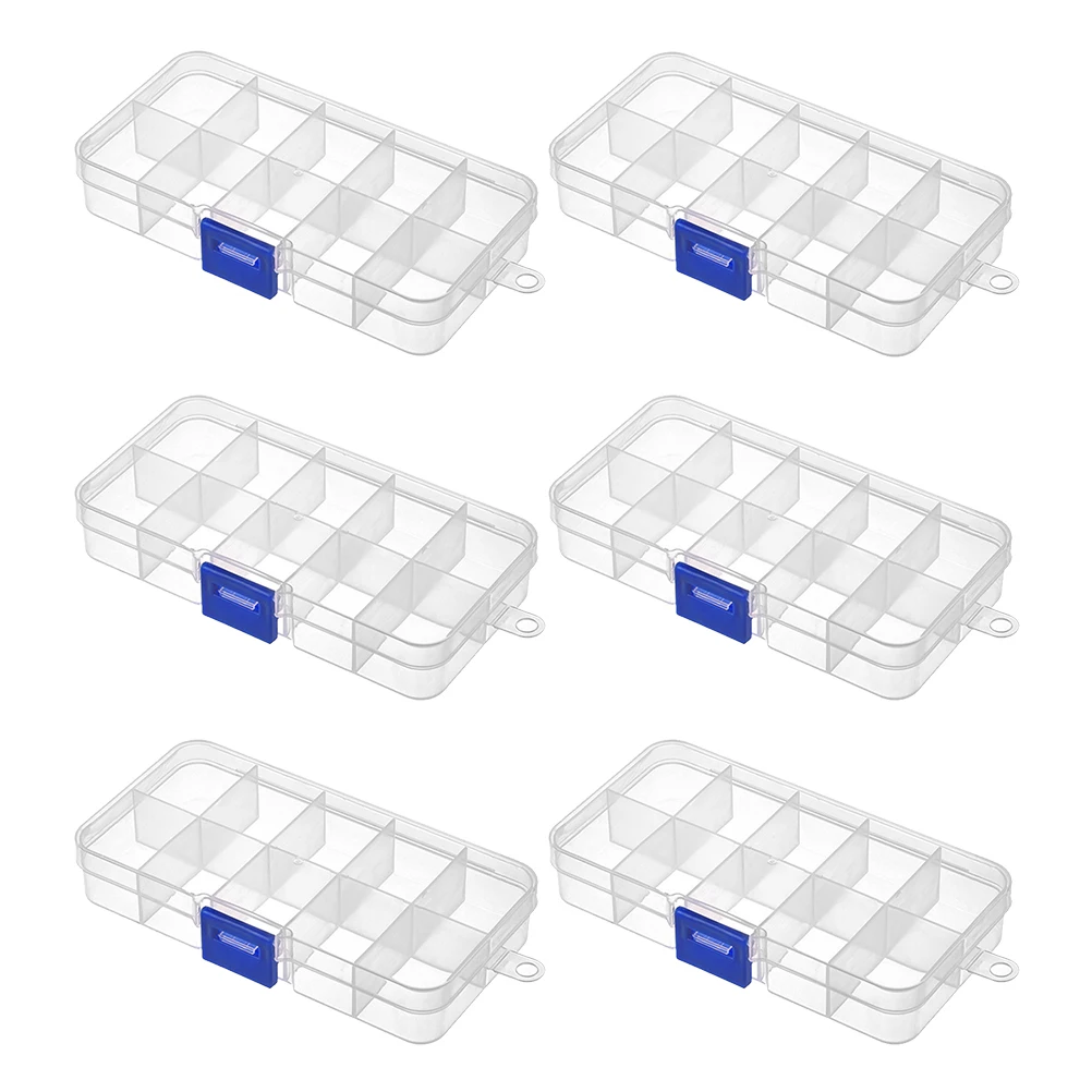 

6Pcs Mini Clear Storage Box Transparent Plastic Organizer for Beads Buttons Jewelry Portable Travel Outdoor Use