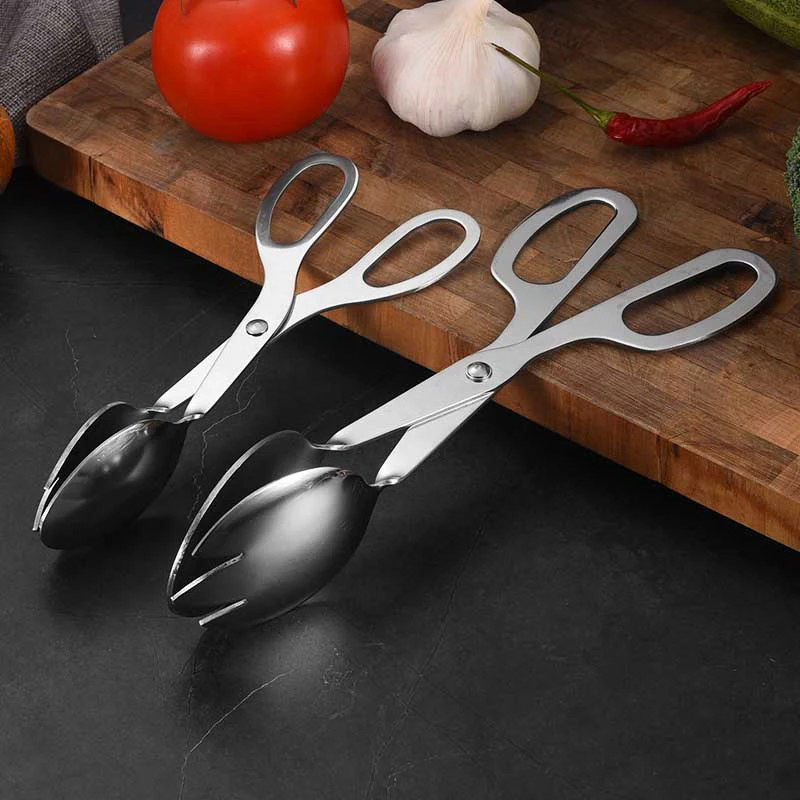 1Pc Stainless Steel Buffet Tongs Silver Salad Holder Food Clip Serving Tong Gnocchi Pasta Bread Kitchen Baking Tools Clip