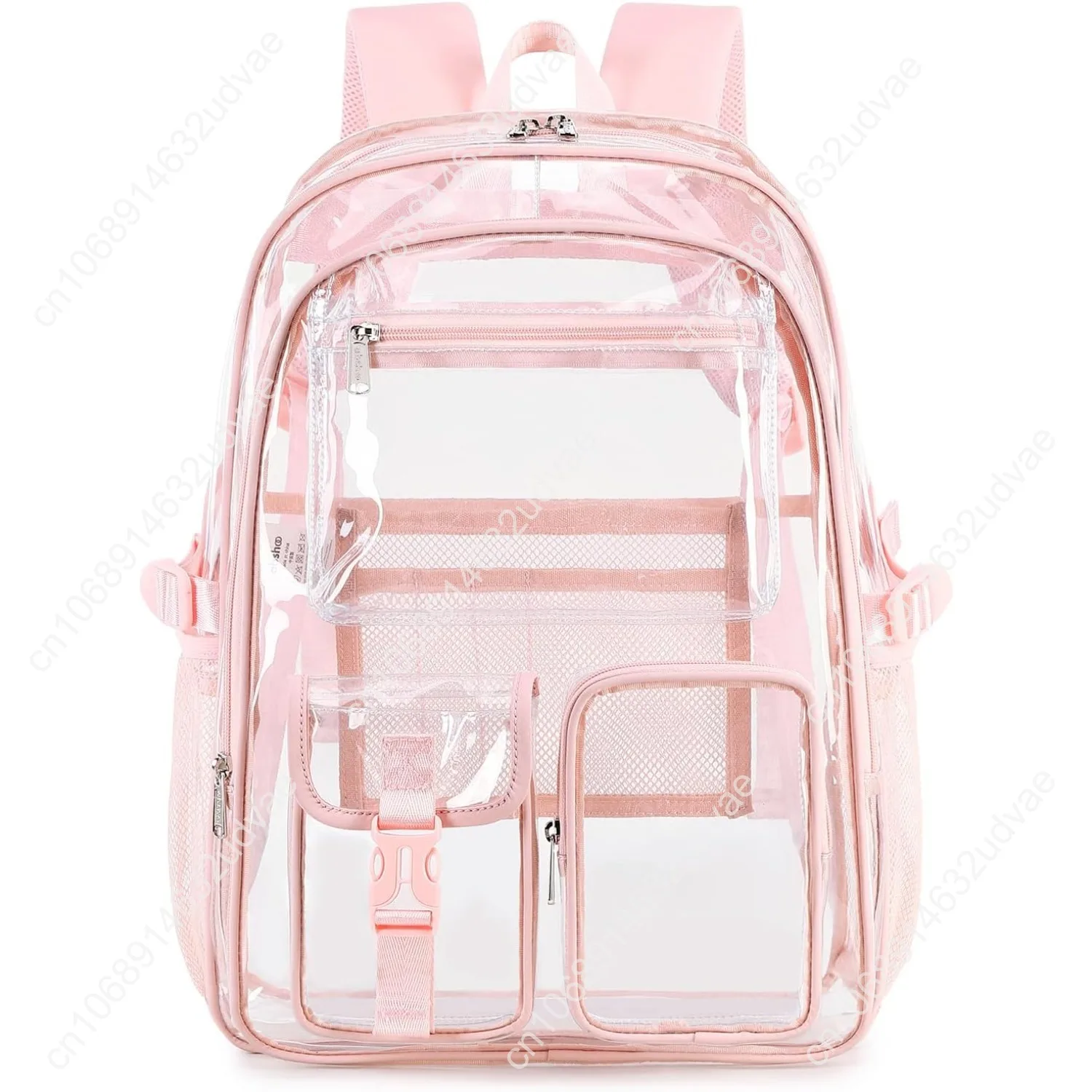 abshoo Large Clear Backpack For Girls Women School Bookbag Heavy Duty Transparent Backpack (Pink)