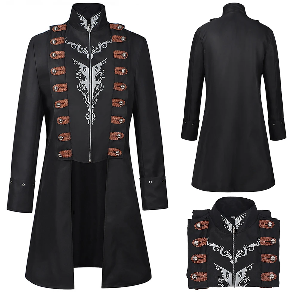 

﻿Medieval Tuxedo Steampunk Vintage Victorian Long Sleeve Windbreaker Medieval Vintage Suit Prince Costume For Men Halloween ﻿